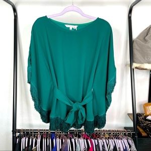 TRINA turk emerald green eye opener fringe top